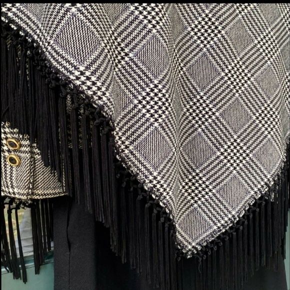 Vintage Albert Nipon 3 Pc Set Tailor Blazer Skirt Matching Shawl Houndstooth - Picture 7 of 12